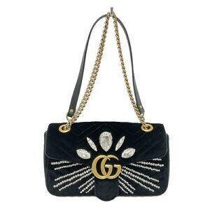 Gucci GG Marmont Chain Shoulder Bag Velvet Crystal Beads